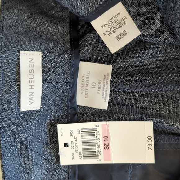 NWT Van Heusen Stretch Extensible Capri Pants 10 Short Blue Pattern - Picture 2 of 16